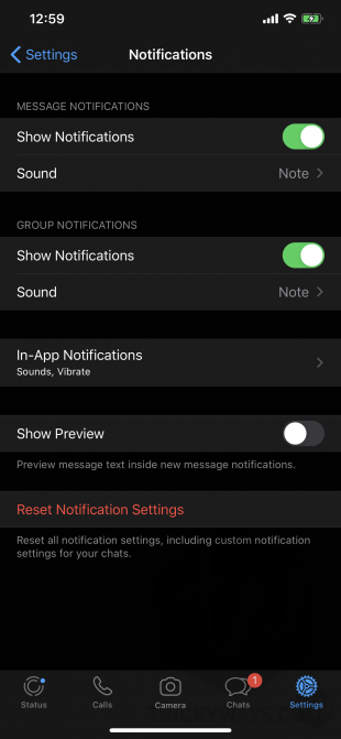 disable whatsapp notifications