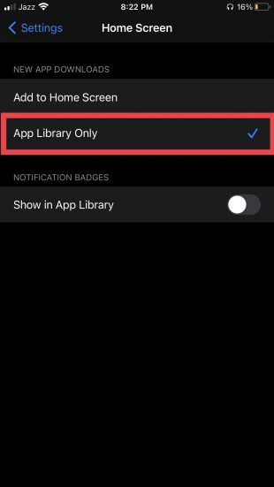 show new app to app library only