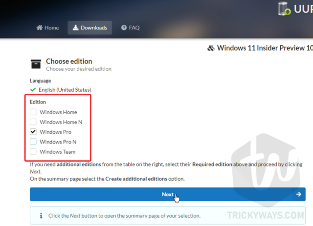 select windows 11 edition