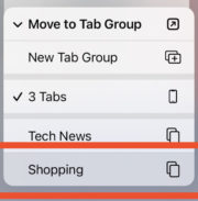 iphone safari move to tab group name