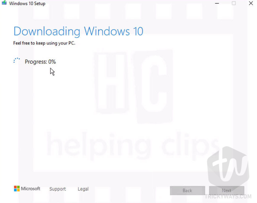 Windows 10 download in progress