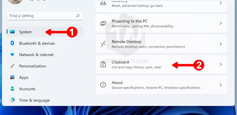 click-on-system-then-clipboard